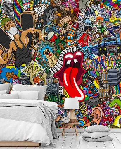 colourful graffiti wall wallpaper