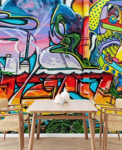 Colourful Graffiti Mural Wallpaper