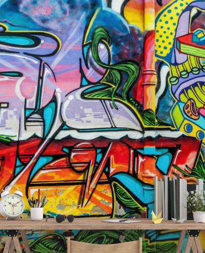 Colourful Graffiti Mural Wallpaper