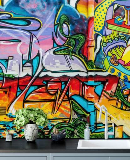 Colourful Graffiti Mural Wallpaper