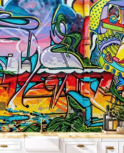 Papel de parede colorido graffiti mural Papel de parede colorido graffiti mural