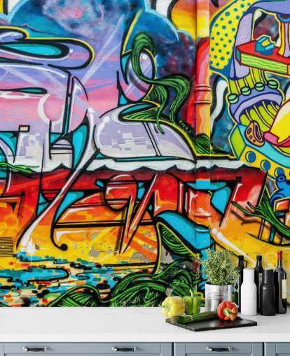Colourful Graffiti Mural Wallpaper