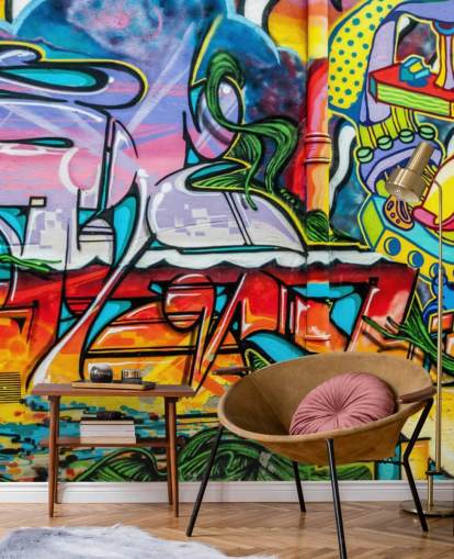 Colourful Graffiti Mural Wallpaper