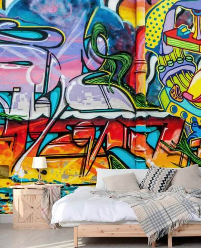 Papier peint mural graffiti coloré
