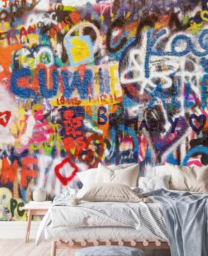 colorful graffiti wallpaper mural called Graffiti an der Wand for bedrooms colorful graffiti wallpaper mural called Graffiti an der Wand for bedrooms