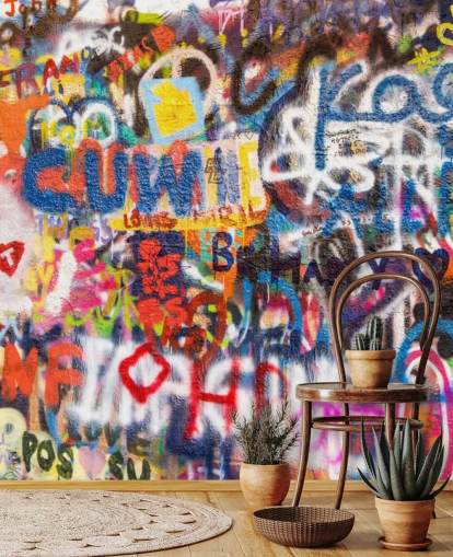 colorful graffiti wallpaper mural called Graffiti an der Wand for bedrooms colorful graffiti wallpaper mural called Graffiti an der Wand for bedrooms