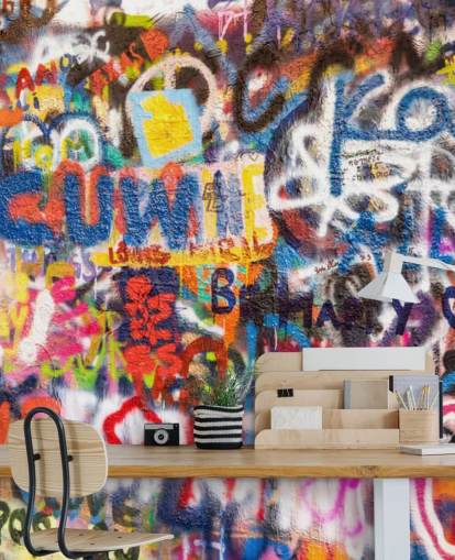 colorful graffiti wallpaper mural called Graffiti an der Wand for bedrooms