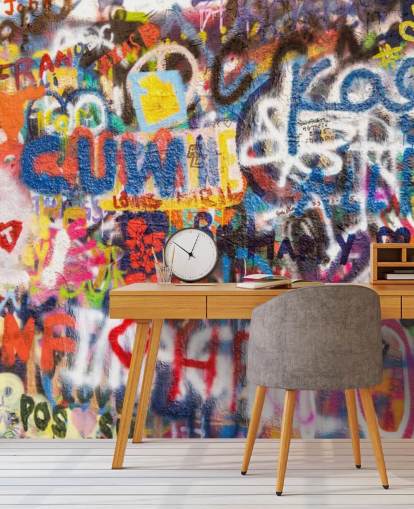colorful graffiti wallpaper mural called Graffiti an der Wand for bedrooms