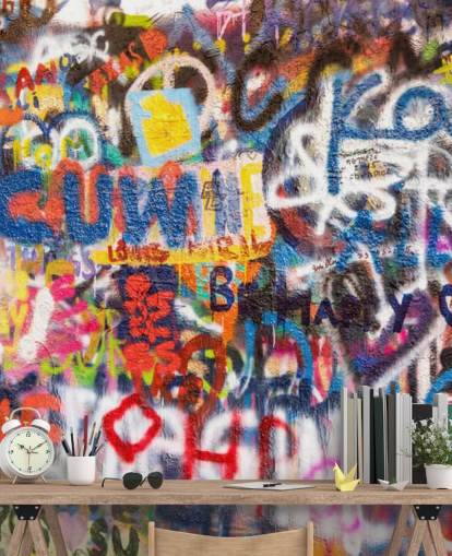 colorful graffiti wallpaper mural called Graffiti an der Wand for bedrooms