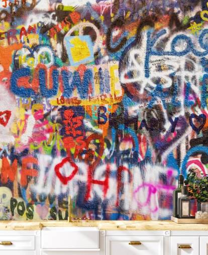 colorful graffiti wallpaper mural called Graffiti an der Wand for bedrooms