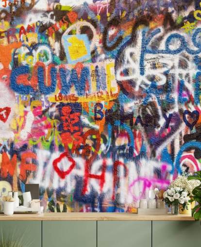 colourful graffiti wallpaper mural called Graffiti an der Wand for bedrooms