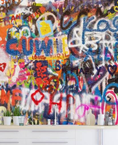 colourful graffiti wallpaper mural called Graffiti an der Wand for bedrooms