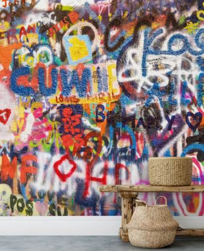 mural de papel pintado de graffiti colorido llamado Graffiti an der Wand para dormitorios