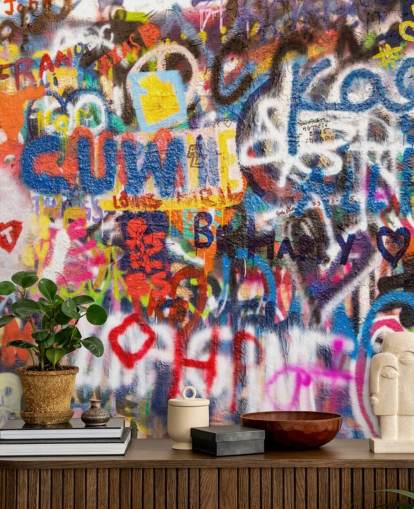 colorful graffiti wallpaper mural called Graffiti an der Wand for bedrooms