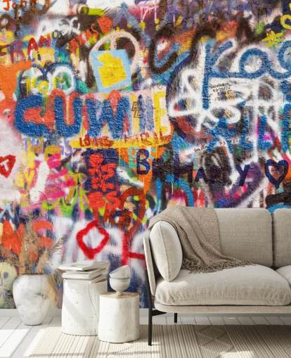 colorful graffiti wallpaper mural called Graffiti an der Wand for bedrooms