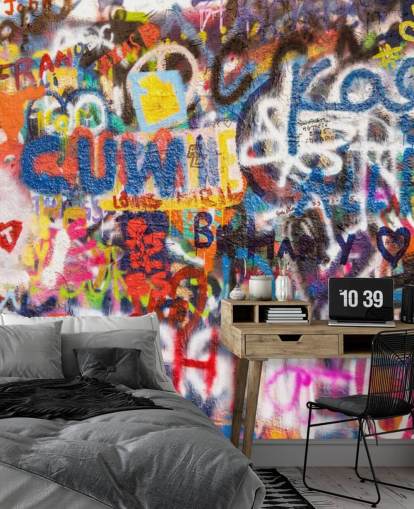 färgglad graffiti tapet väggmålning kallad Graffiti an der Wand för sovrum