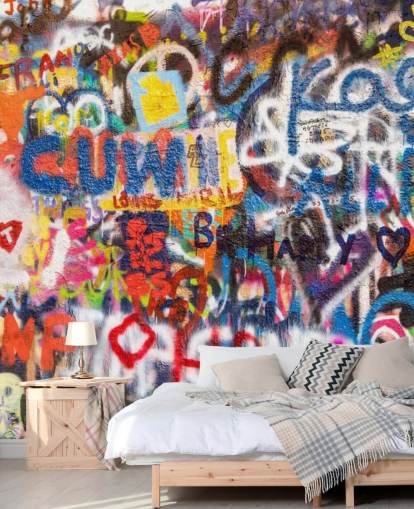 colourful graffiti wallpaper mural called Graffiti an der Wand for bedrooms