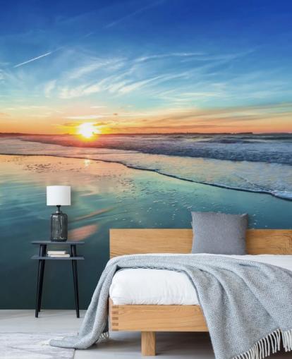 Sunset on Blue Beach Wallpaper