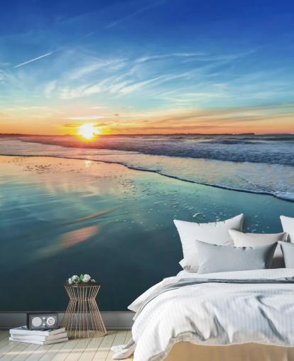 Sunset on Blue Beach Wallpaper