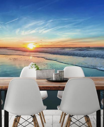 Sunset on Blue Beach Wallpaper Sunset on Blue Beach Wallpaper