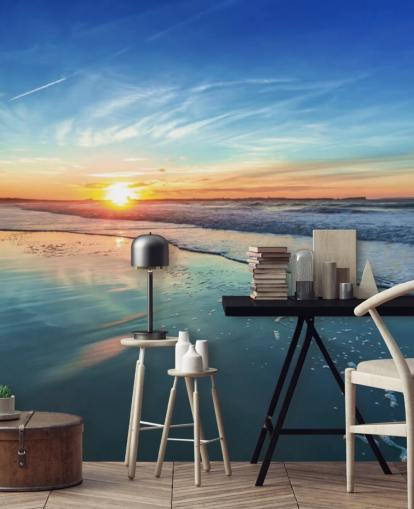 Zonsondergang op Blue Beach Behang Zonsondergang op Blue Beach Behang