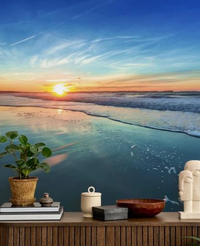 Sunset on Blue Beach Wallpaper