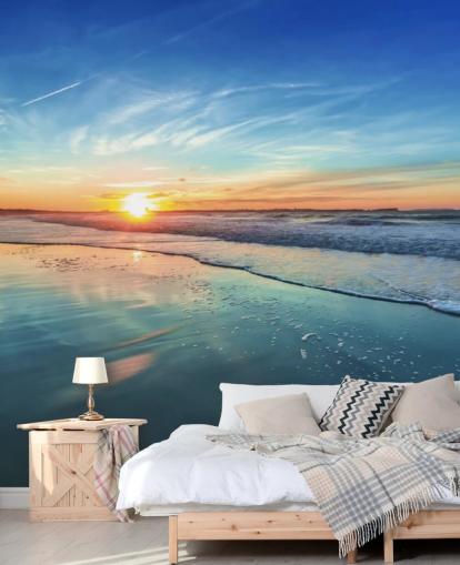 Sunset on Blue Beach Wallpaper