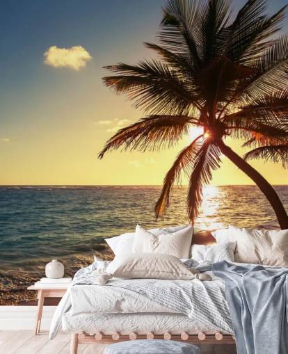 Sunset Palm Leaf Taustakuva