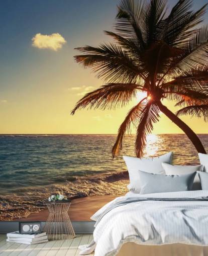 Sunset Palm Leaf Wallpaper