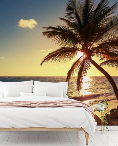 Sonnenuntergang Palmblatt Wallpaper