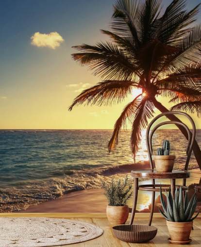 Sunset Palm Leaf Taustakuva