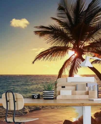 Sunset Palm Leaf Wallpaper