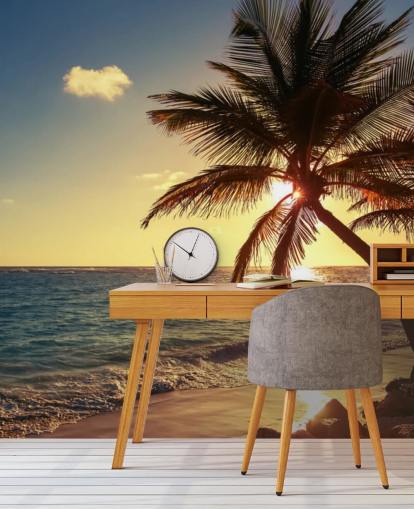 Sunset Palm Leaf Wallpaper