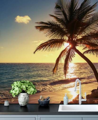 Papier peint Sunset Palm Leaf