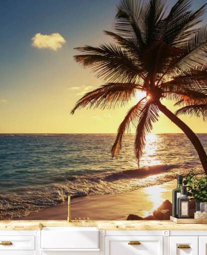Papier peint Sunset Palm Leaf