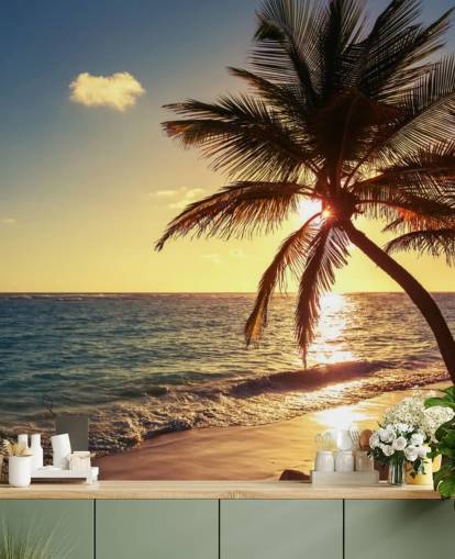 Sunset Palm Leaf Wallpaper