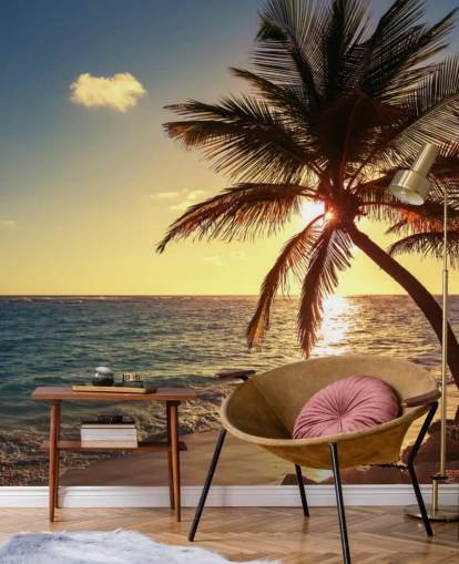 Sunset Palm Leaf Taustakuva