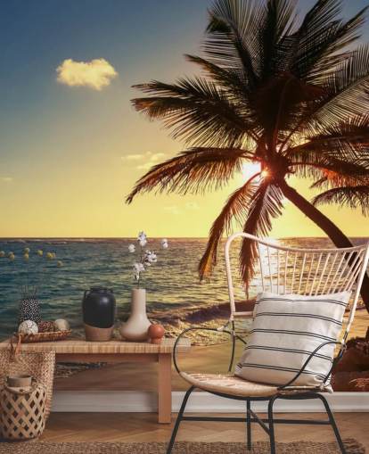 Sunset Palm Leaf Wallpaper