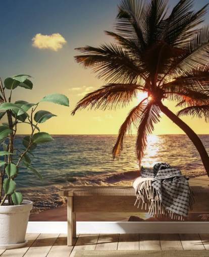 Sunset Palm Leaf Taustakuva