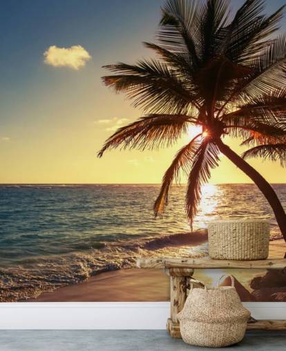 Sunset Palm Leaf Wallpaper