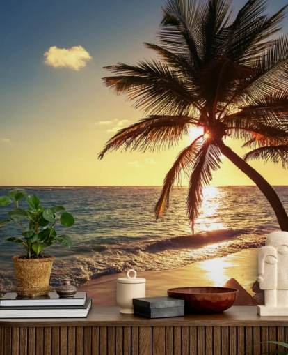 Sunset Palm Leaf Wallpaper