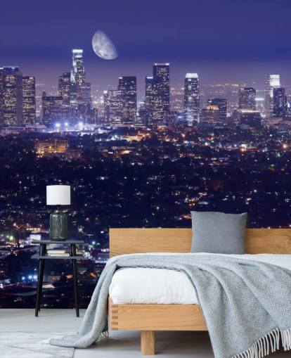 purple sky at night in Los Angeles city Wallpaper