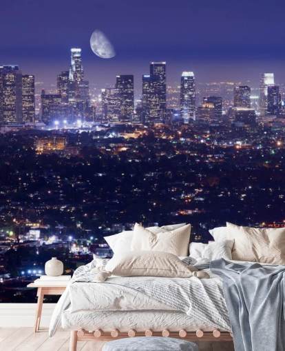 purple sky at night in Los Angeles city Wallpaper