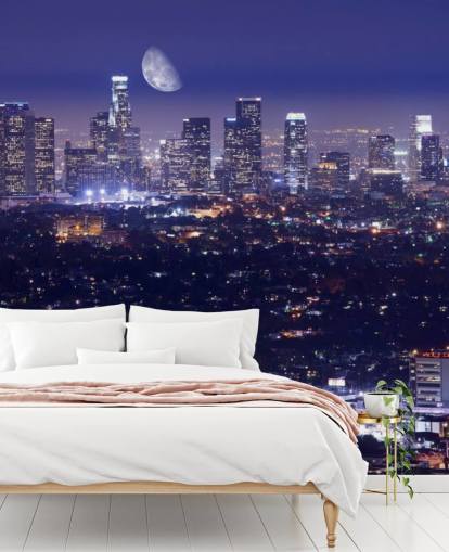 céu roxo à noite na cidade de Los Angeles Wallpaper