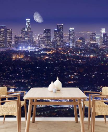 céu roxo à noite na cidade de Los Angeles Wallpaper