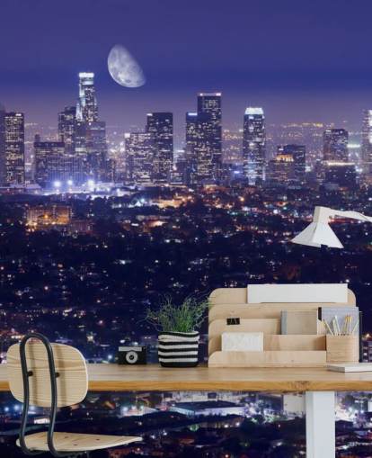 lila Himmel in der Nacht in Los Angeles City Wallpaper