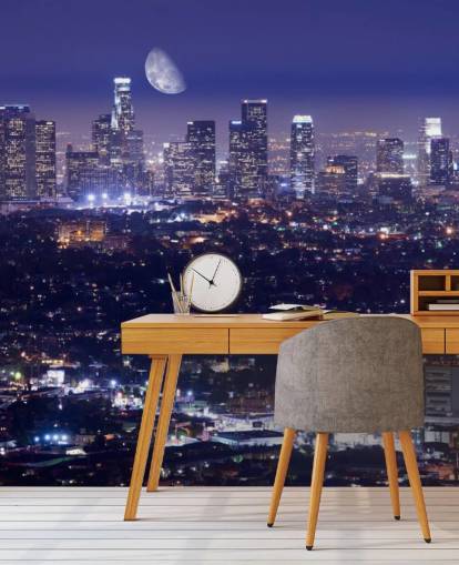 céu roxo à noite na cidade de Los Angeles Wallpaper