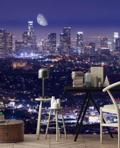 cielo morado por la noche en la ciudad de Los Ángeles Fondo de pantalla