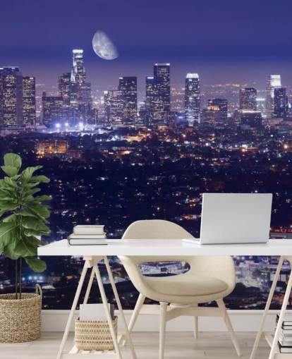 purple sky at night in Los Angeles city Wallpaper