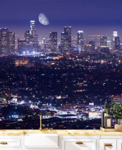 cielo morado por la noche en la ciudad de Los Ángeles Fondo de pantalla